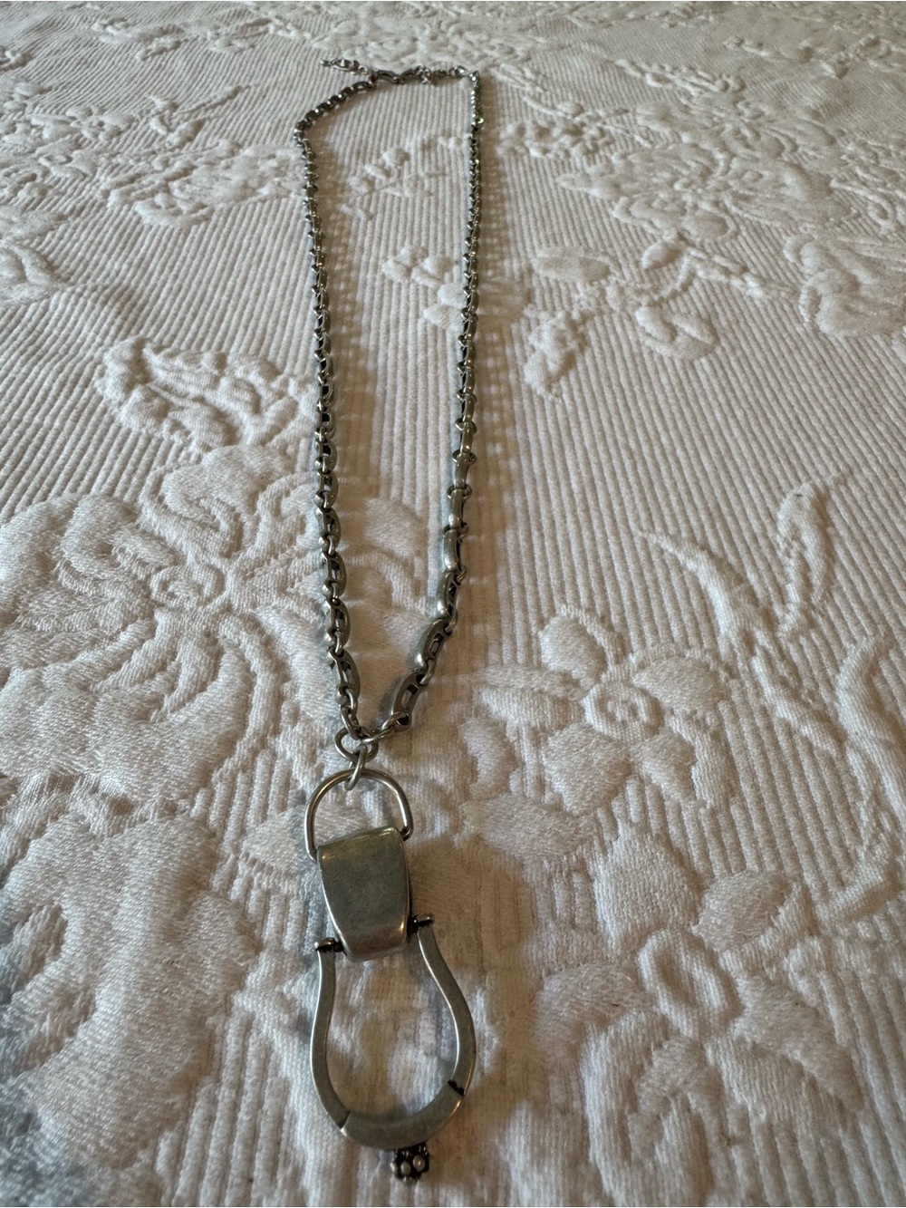 CAbi Silver Tone Statement Pendant Necklace